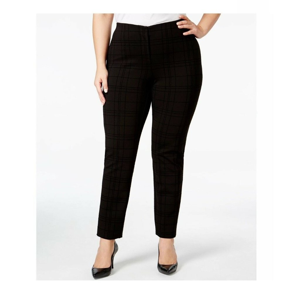 Alfani Womens Plus 28W Black Flocked Hollywood Printed Skinny Leg Pants NWT AN71